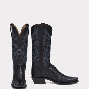 Lucchese Dolly Black Ostrich Western Boots